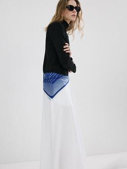 Mango Geometric Satin Scarf, Blue - view 2, Blue