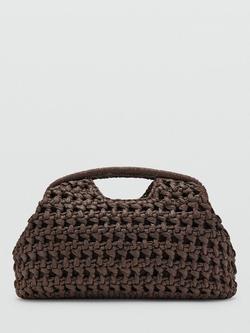 Mango Handle Woven Clutch Bag, Chocolate, Chocolate