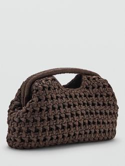 Mango Handle Woven Clutch Bag, Chocolate - view 2, Chocolate