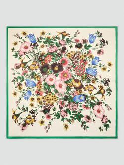 Mango Floral Square Scarf, Green, Green