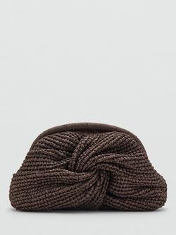 Mango Woven Knot Crossbody Clutch Bag, Chocolate, Chocolate