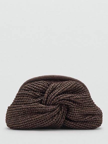 Mango Woven Knot Crossbody Clutch Bag, Chocolate, Chocolate