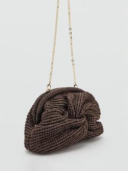 Mango Woven Knot Crossbody Clutch Bag, Chocolate - view 2, Chocolate
