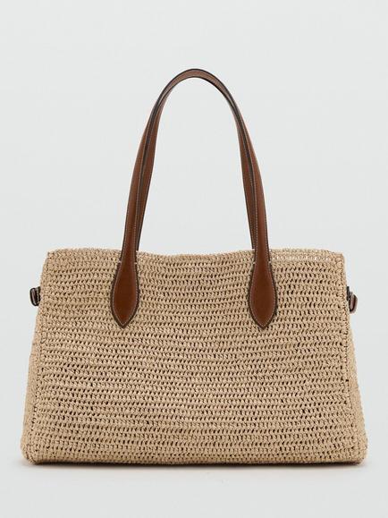 Mango Woven Tote Bag, Light Brown, Light Brown