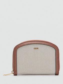 Mango Arched Zip Compact Purse, Beige, Beige