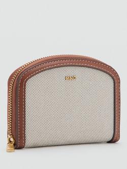 Mango Arched Zip Compact Purse, Beige - view 2, Beige