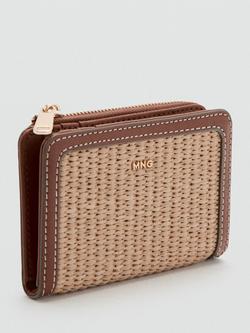 Mango Woven Detail Compact Purse, Beige - view 2, Beige
