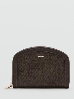 Mango Woven Compact Zip Purse, Chocolate, Chocolate