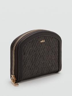 Mango Woven Compact Zip Purse, Chocolate - view 2, Chocolate
