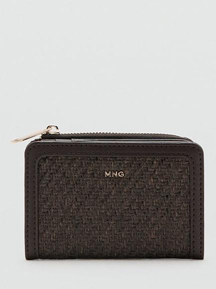 Mango Woven Compact Zip Purse, Chocolate, Chocolate