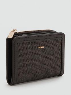 Mango Woven Compact Zip Purse, Chocolate - view 2, Chocolate