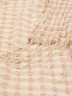 Mango Check Gauze Fringed Scarf, Beige - view 2, Beige