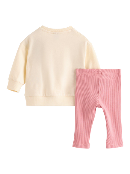 Lindex Baby Floral Sweatshirt and Leggings Set, Cream/Multi - view 2, Cream/Multi