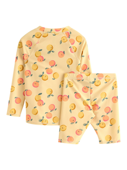 Lindex Kids' Long Sleeve Top and Shorts Swimwear Set, Light Dusty Yellow - view 2, Light Dusty Yellow