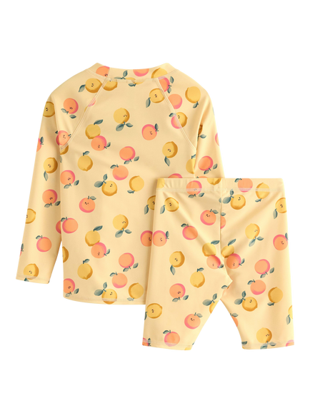 Lindex Kids' Long Sleeve Top and Shorts Swimwear Set, Light Dusty Yellow - view 2, Light Dusty Yellow