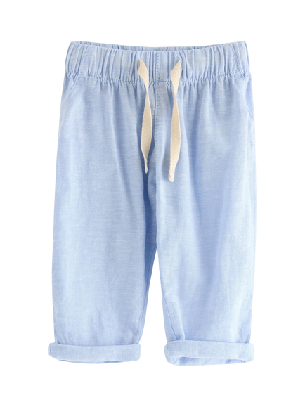 Lindex Baby Linen Blend Trousers, Blue, Blue