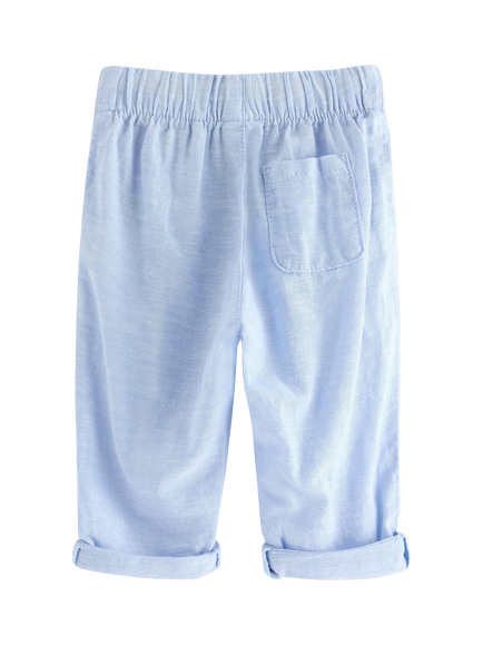 Lindex Baby Linen Blend Trousers, Blue - view 2, Blue