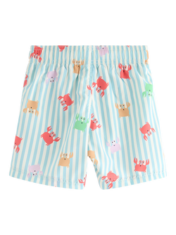 Lindex Kids' Crab Print Drawstring Swim Shorts, Light Dusty White - view 2, Light Dusty White