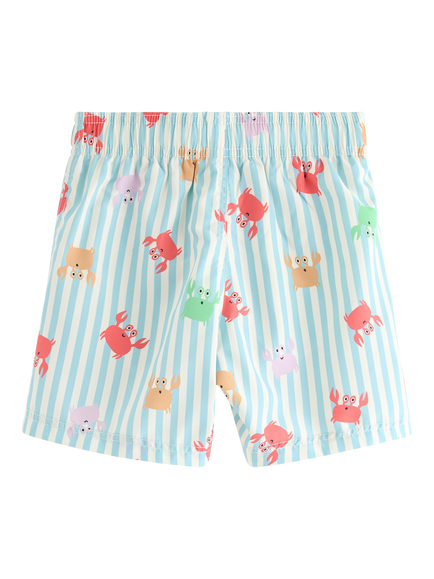 Lindex Kids' Crab Print Drawstring Swim Shorts, Light Dusty White - view 2, Light Dusty White