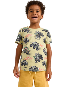 Lindex Kids' Short Sleeve Truck Print T-Shirt, Pack of 2, Light Dusty Green, Light Dusty Green