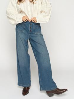 MOS MOSH Colette Remi Wide Leg Jeans, Mid Blue, Mid Blue