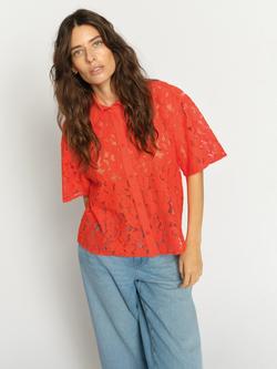 MOS MOSH Lia River Lace Shirt, Spicy Orange, Spicy Orange