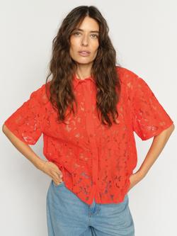 MOS MOSH Lia River Lace Shirt, Spicy Orange - view 2, Spicy Orange
