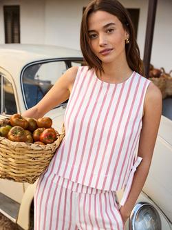 Ro&Zo Stripe Tie Side Shell Top, Pink, Pink