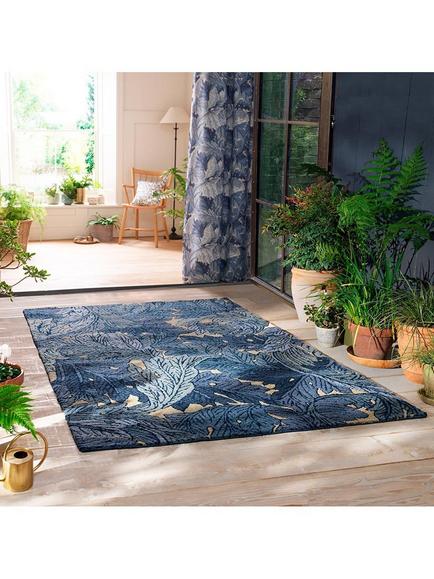 Morris & Co. Acanthus Outdoor Rug, Indigo - view 2, Indigo