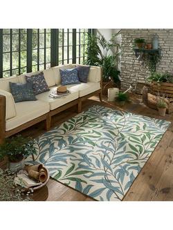 Morris & Co. Willow Leaf Hand Tufted Outdoor Rug, Green - view 2, Green