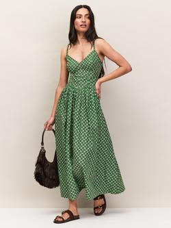 Ro&Zo Fan Print Beaded Strap Dress, Green, Green