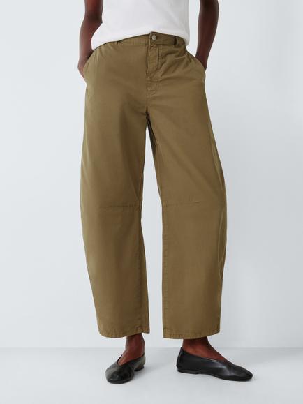 John Lewis Tab Hem Barrel Leg Chino Trousers, Stone, Stone
