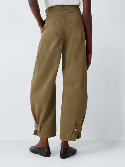 John Lewis Tab Hem Barrel Leg Chino Trousers, Stone - view 2, Stone