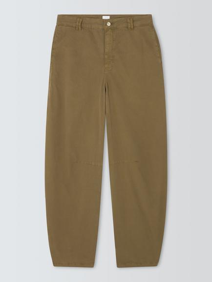 John Lewis Tab Hem Barrel Leg Chino Trousers, Stone, Stone