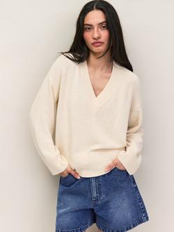 Ro&Zo V-Neck Jumper, Natural, Natural