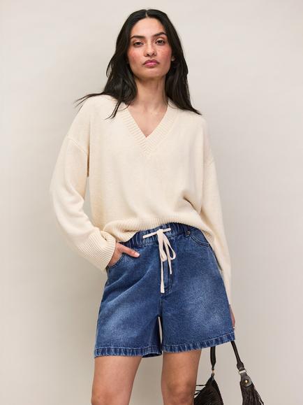 Ro&Zo V-Neck Jumper, Natural - view 2, Natural