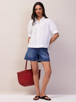 Ro&Zo Cotton Poplin Short Sleeve Shirt, White - view 2, White