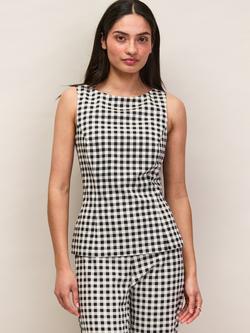 Ro&Zo Gingham Peplum Hem Top, Black/White, Black/White