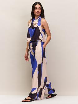Ro&Zo Abstract Print Halterneck Top, Blue/Multi, Blue/Multi