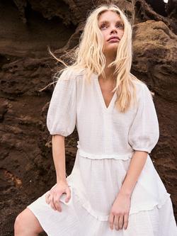 Ro&Zo Cotton Cheesecloth Frill-Detail Mini Dress, White, White