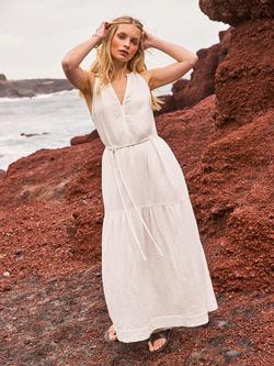 Ro&Zo Cotton Cheesecloth Rope Belt Maxi Dress, Ivory