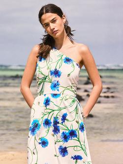 Ro&Zo Petite Aubrey One Shoulder Floral Dress, Blue/Multi - view 2, Blue/Multi