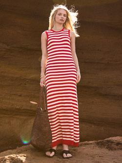 Ro&Zo Petite Stripe Knit Midi Dress, Red - view 2, Red