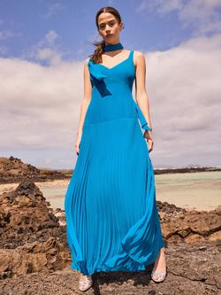 Ro&Zo Petite Vivian Pleated Skirt Drop Waist Dress, Teal - view 2, Teal