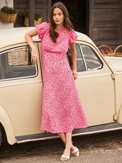 Ro&Zo Ditsy Floral Puff Sleeve Dress, Pink, Pink