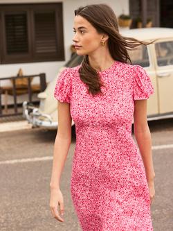 Ro&Zo Ditsy Floral Puff Sleeve Dress, Pink - view 2, Pink