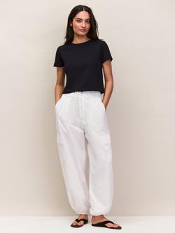 Ro&Zo Petite Drawstring Cuff Trousers, White, White