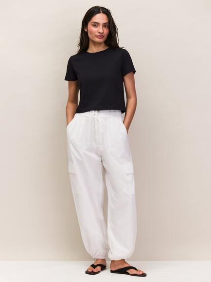 Ro&Zo Drawstring Cuff Trousers, White, White