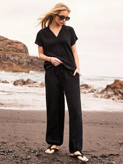 Ro&Zo Cheesecloth Drawstring Cuff Trousers, Black, Black