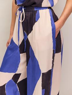Ro&Zo Abstract Print Wide Leg Trousers, Blue/Multi - view 2, Blue/Multi